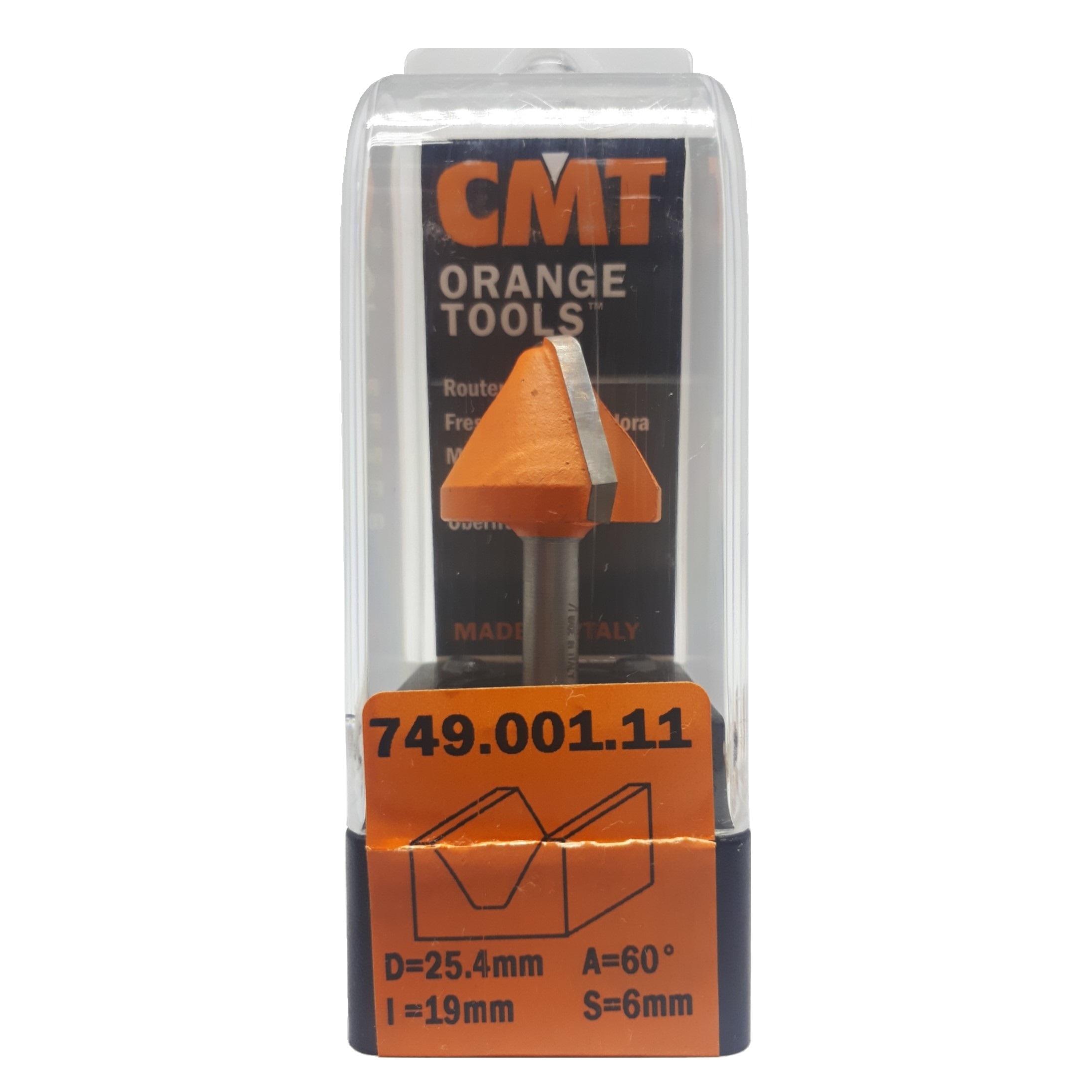 Fresa para Letras 60º HW Ø25,4x50,8mm - marca CMT - Cód. 749.001.11